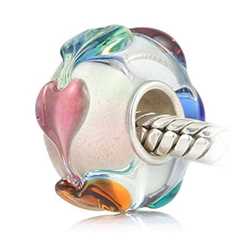 LAMOONY Lampwork Murano Charm 925 Sterling Silver Glass Bead Flower Pendant Leaf for DIY Charms Bracelet - Image 1
